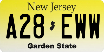 NJ license plate A28EWW