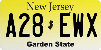 NJ license plate A28EWX