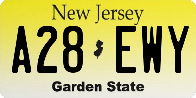 NJ license plate A28EWY