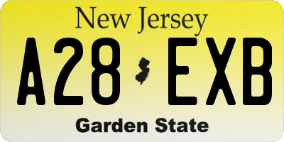 NJ license plate A28EXB