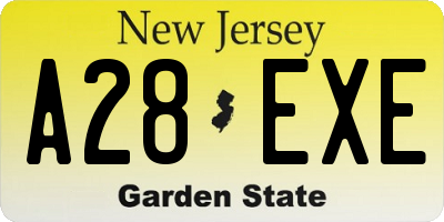 NJ license plate A28EXE