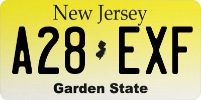 NJ license plate A28EXF