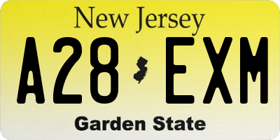 NJ license plate A28EXM
