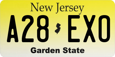 NJ license plate A28EXO