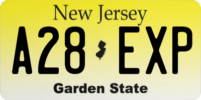 NJ license plate A28EXP