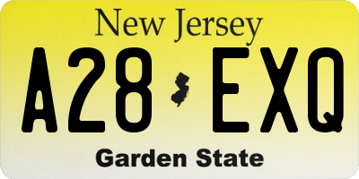 NJ license plate A28EXQ
