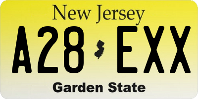 NJ license plate A28EXX