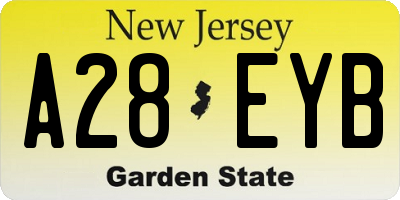 NJ license plate A28EYB
