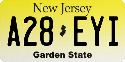 NJ license plate A28EYI
