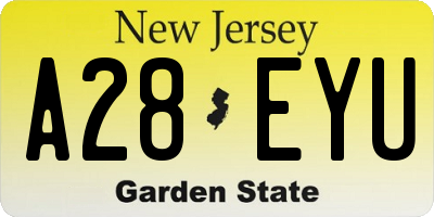 NJ license plate A28EYU