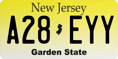 NJ license plate A28EYY