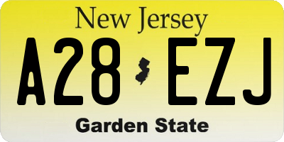 NJ license plate A28EZJ