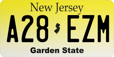 NJ license plate A28EZM