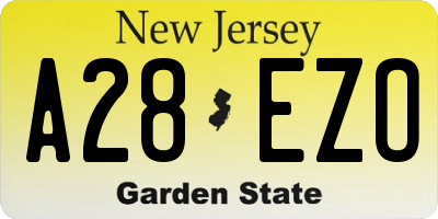 NJ license plate A28EZO