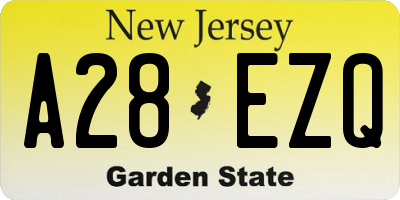 NJ license plate A28EZQ