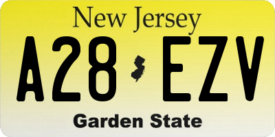 NJ license plate A28EZV