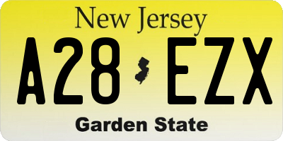 NJ license plate A28EZX