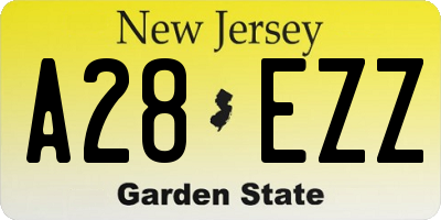 NJ license plate A28EZZ