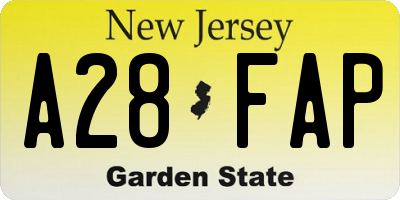 NJ license plate A28FAP