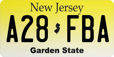 NJ license plate A28FBA