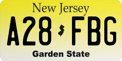 NJ license plate A28FBG