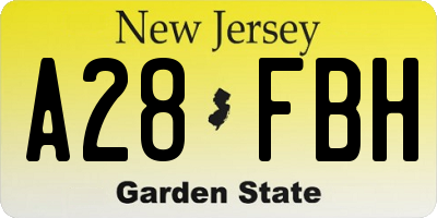 NJ license plate A28FBH