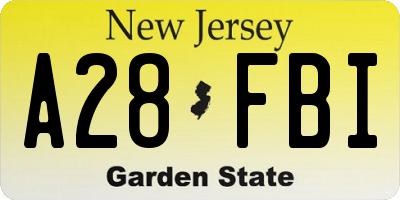NJ license plate A28FBI