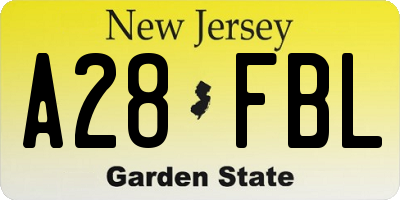 NJ license plate A28FBL
