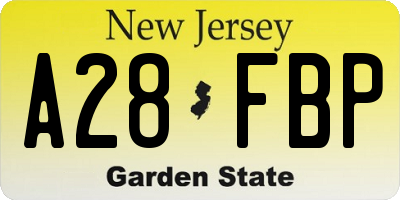 NJ license plate A28FBP
