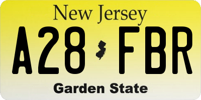 NJ license plate A28FBR