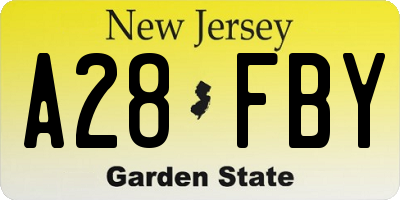 NJ license plate A28FBY