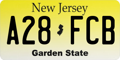 NJ license plate A28FCB