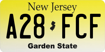 NJ license plate A28FCF