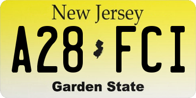 NJ license plate A28FCI
