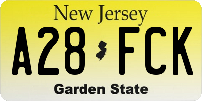 NJ license plate A28FCK