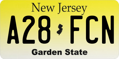 NJ license plate A28FCN
