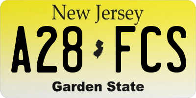 NJ license plate A28FCS