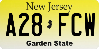 NJ license plate A28FCW