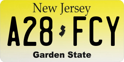 NJ license plate A28FCY