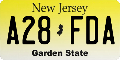 NJ license plate A28FDA