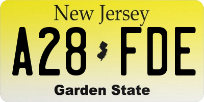 NJ license plate A28FDE