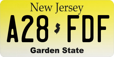 NJ license plate A28FDF