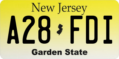 NJ license plate A28FDI