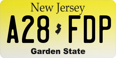 NJ license plate A28FDP