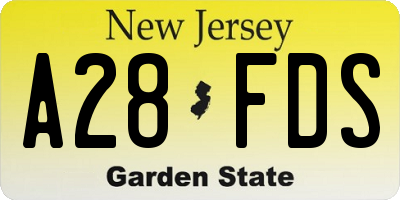 NJ license plate A28FDS