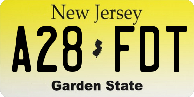NJ license plate A28FDT