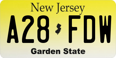 NJ license plate A28FDW