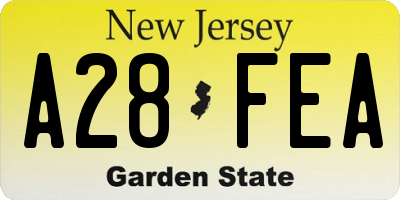 NJ license plate A28FEA