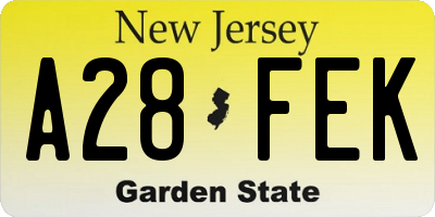 NJ license plate A28FEK