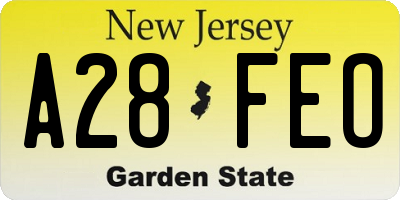 NJ license plate A28FEO